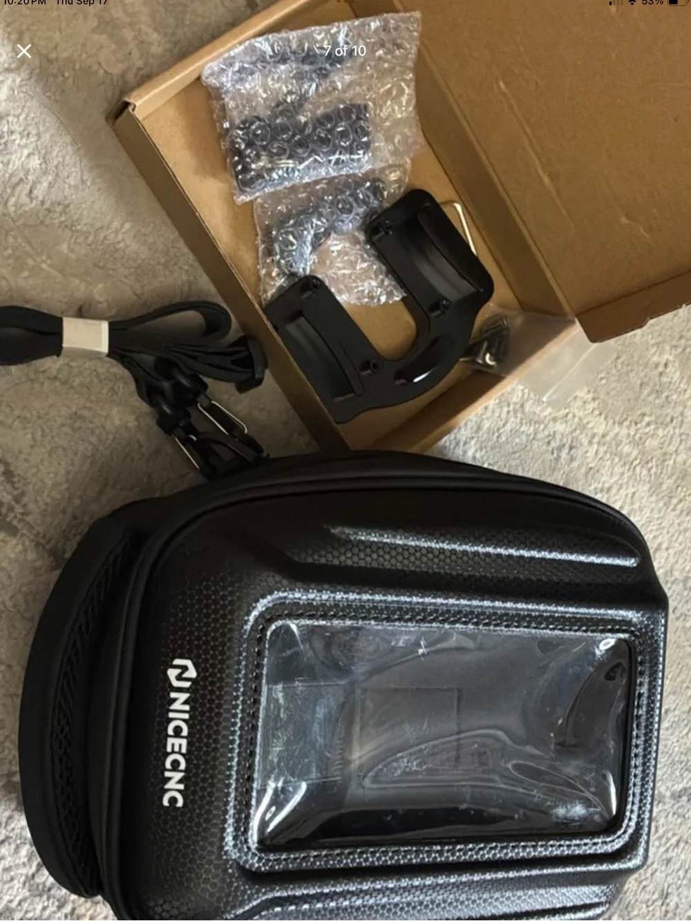 Black Motorcycle Tank Bag with Phone Pocket